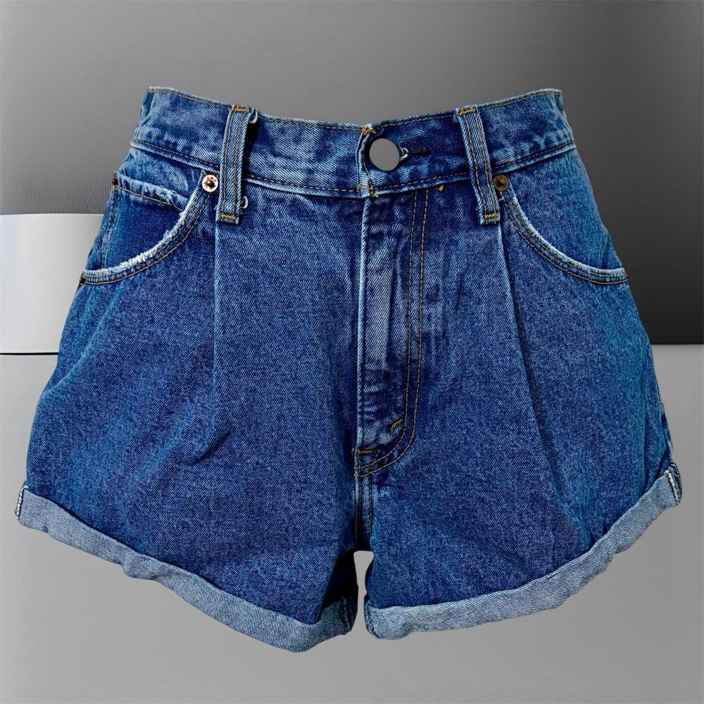 Abercrombie & Fitch Womens 00 24” Annie High Rise Shorts Blue Denim Medium Wash
